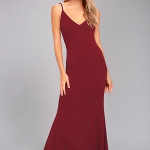 INFINITE GLORY WINE RED MAXI DRESS LULUS